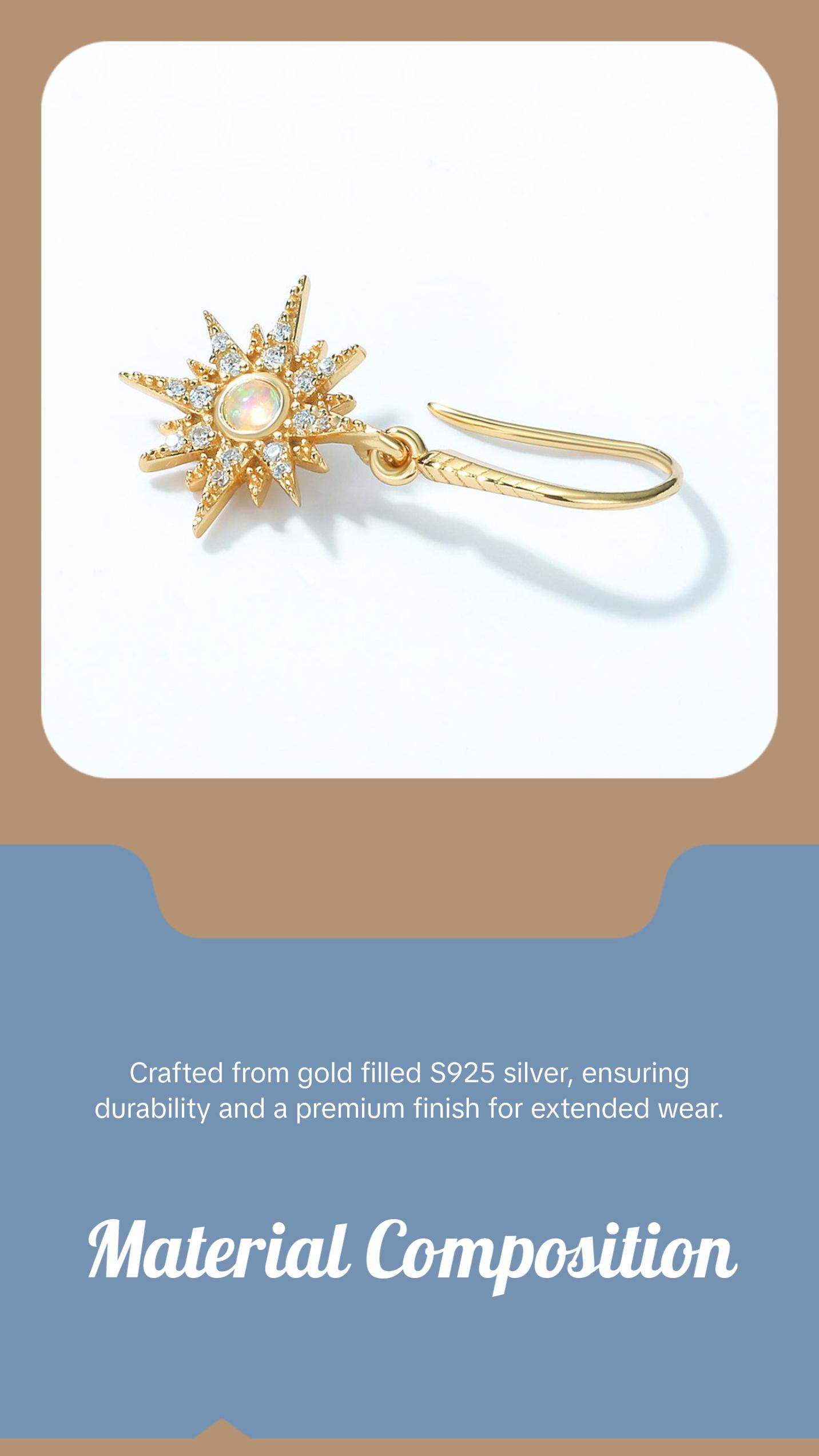 Opal Starburst Hook Earrings