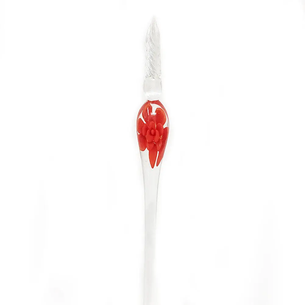 US 3D Glass Signature Pen Nib Elegant Crystal Dip Sign Pen w/ Box Gift Holiday