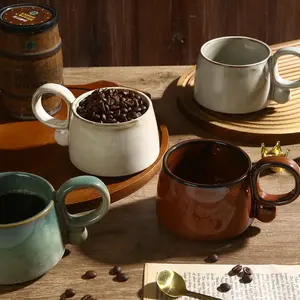 Ceramic Coffee Cup, 1 Count Solid Color Coffee Mug, Milk Cup for Breakfast, Drinkware for Home Kitchen, Housewarming Gift, Tumblers