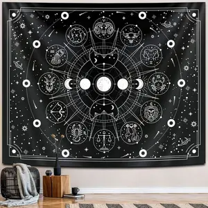 Astrology Witchy Tapestry, Black White Constellation Tapestry for Wall Hanging Decor, Stars Space Psychedelic Bedroom Aesthetics Interesting Tapestry for Living Room,Home,Dorm (59 x 78 inches)