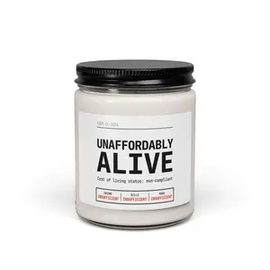 Unaffordably Alive Candle | cost of living crisis, budget humor