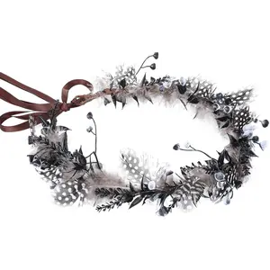 Bridal Flower Leaf Crown Headpiece - Bohemian Artificial Floral Headband for Renaissance Halloween Renfaire