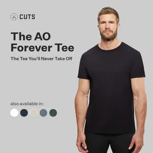 Cuts | Men's AO Forever Classic Fit Crew Neck T-Shirt | Anti-Odor Polyester Cotton Blend Short Sleeve | Wrinkle Resistant Stretch