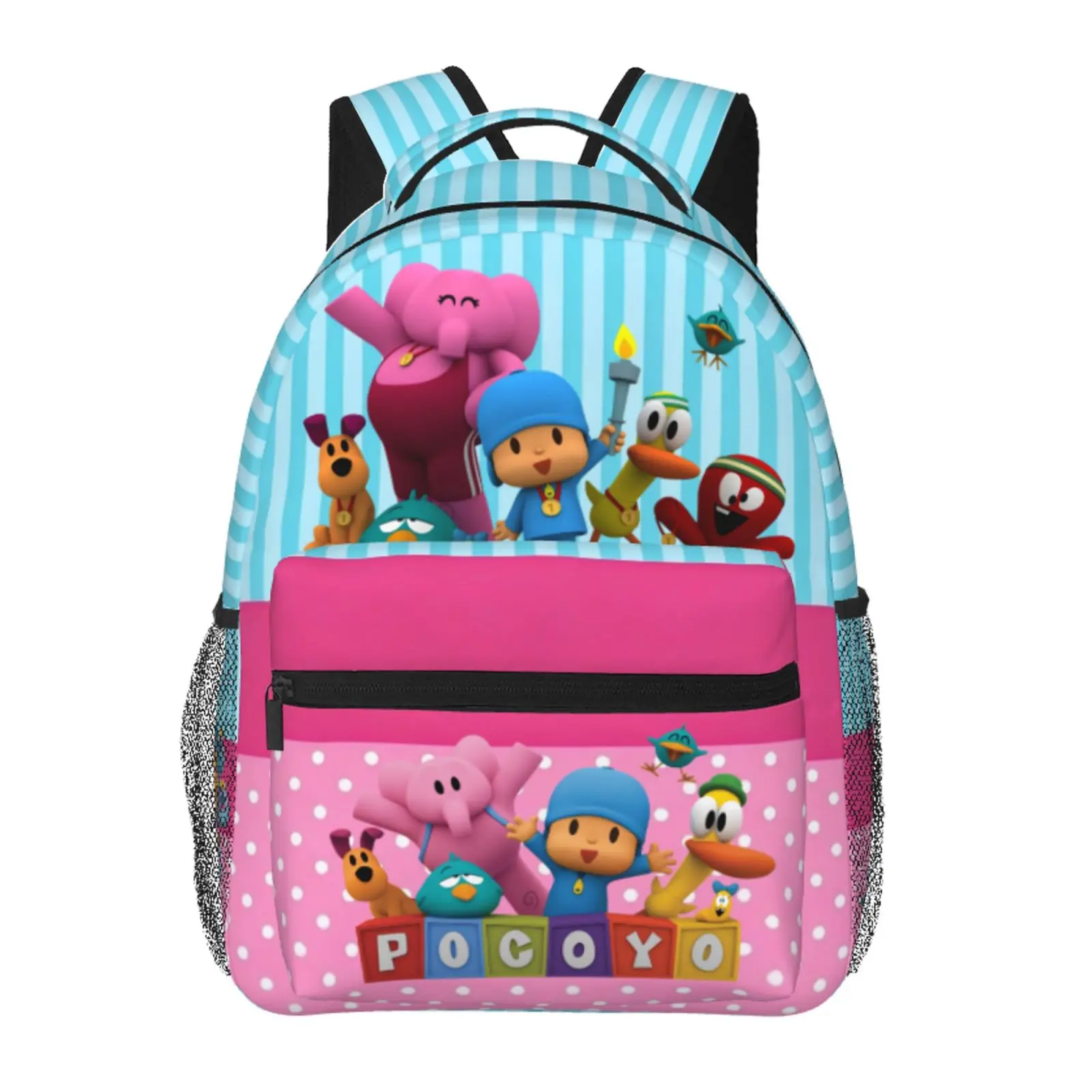 Pocoyo casual backpack Pocoyo cartoon student bag for Kids & Adults Pocoyo kids show lightweight backpack with Adjustable, Padded Straps，Multiple Pockets，back to school supplies