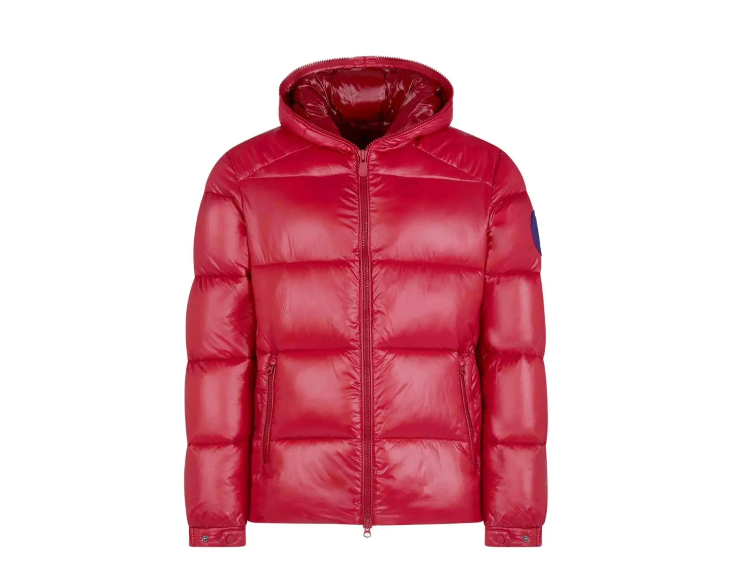 Save The Duck Luck Quilted Hooded Puffer Jacket in Tango Red | Men's