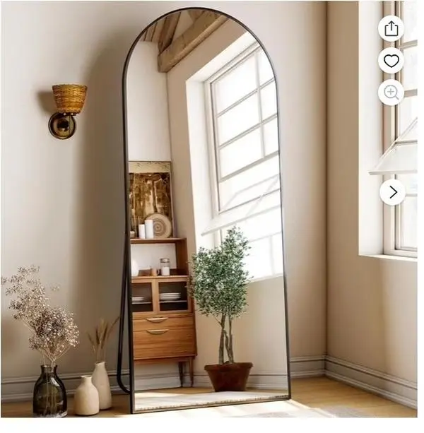 71"x26" Arched Full Length Mirror Freestading Full Body Floor Mirror, Black