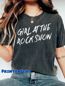 Girl At the Rock Show Shirt, Blink 182 Shirt, Funny Tour Shirt, Music Tour 2024 Shirt, Trending T-Shirt, Shortsleeve Crewneck Cotton Womenswear Basic