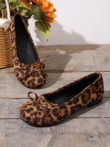 Classic Black Bow Square Toe Flats, Soft Sole Commuter Shoes for Daily Wear