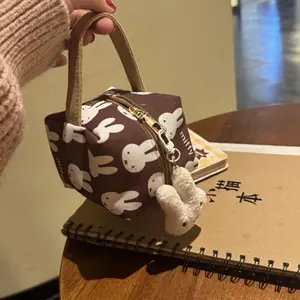 Kawaii Miffy Rabbit Makeup Bag Miffy Rabbit Printed Canvas Fabric Makeup Storage Compact for Touch-ups