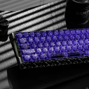 119 Keys Cherry Profile PC Keycaps Purple Transparent Carbon Fiber Side Print Keycaps 1.7mm Thick PC Keycap Set, Pad Printing Fade-Resistant Legends, for MX Switch Mechanical Keyboards tiktokshopspringglowup