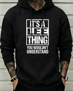 Men's It's A Lee Thing You Wouldn't Understand Graphic Print Comfort Hoodie Oversized Essential Hoodie Heavyweight Cotton Pullover Funny Surname Family Reunion Gift Dad Joke Streetwear Top Black Printed Unisex Casual Hoodie Breathable Breathable