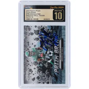 Breece Hall New York Jets Autographed 2022 Panini Prizm Prizm Break #PB-6 CGC Fanatics Witnessed Authenticated Pristine 10/10 Rookie Card - Fanatics Authentic Certified