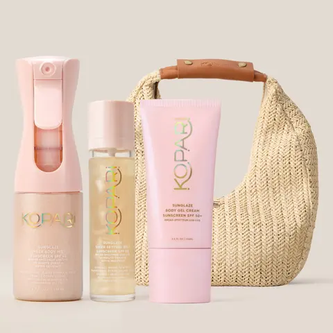 Kopari Beauty The Sunglaze Collection - Radiance Boosting Sunscreen Set with SPF 50 Gel Cream & Rose Gold Mist for Glazed Skin