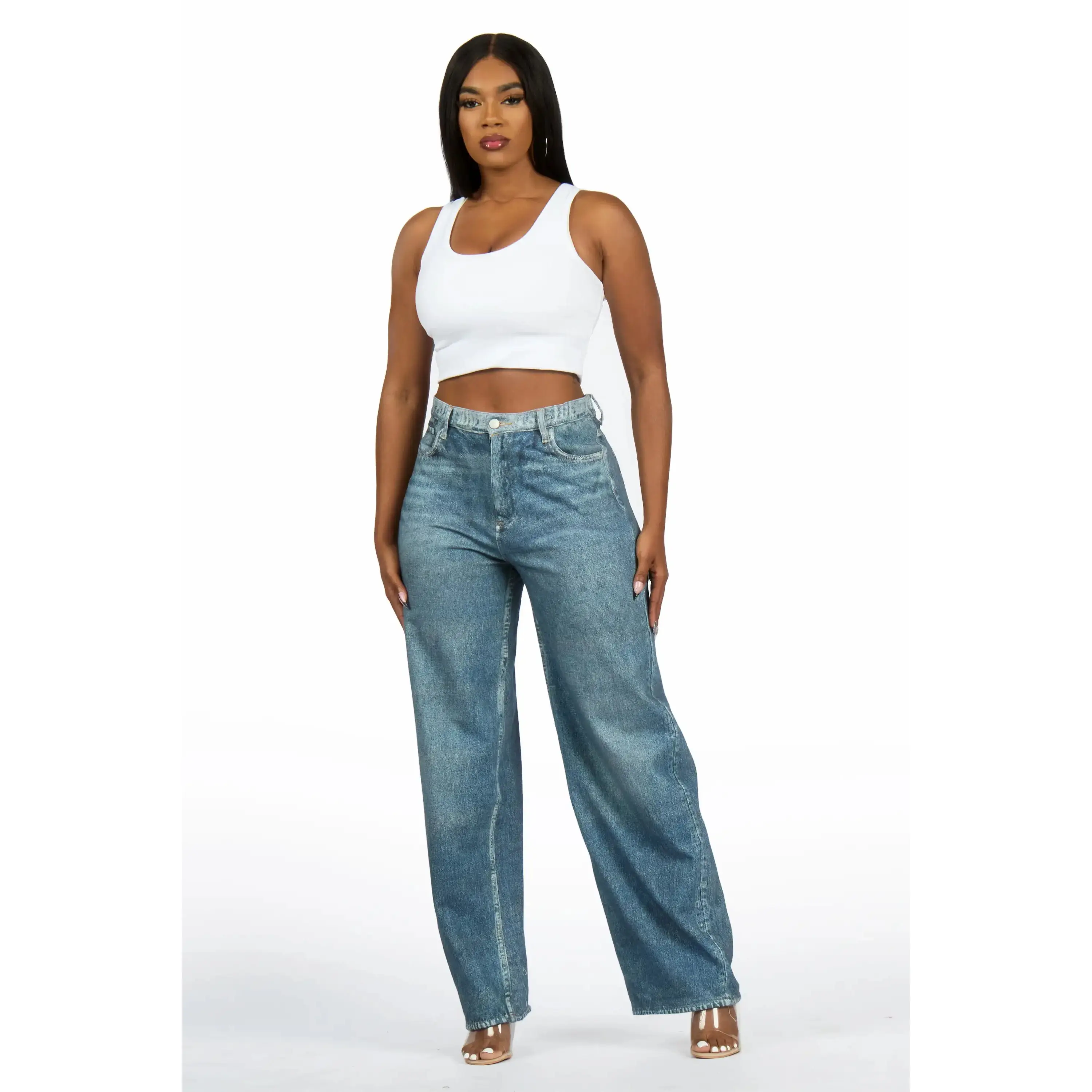 Kasai Med. Wash Denim Print Stretch Terry Sweatpant Jean Kasai Med. Wash Denim Print Stretch Terry Sweatpant Jean