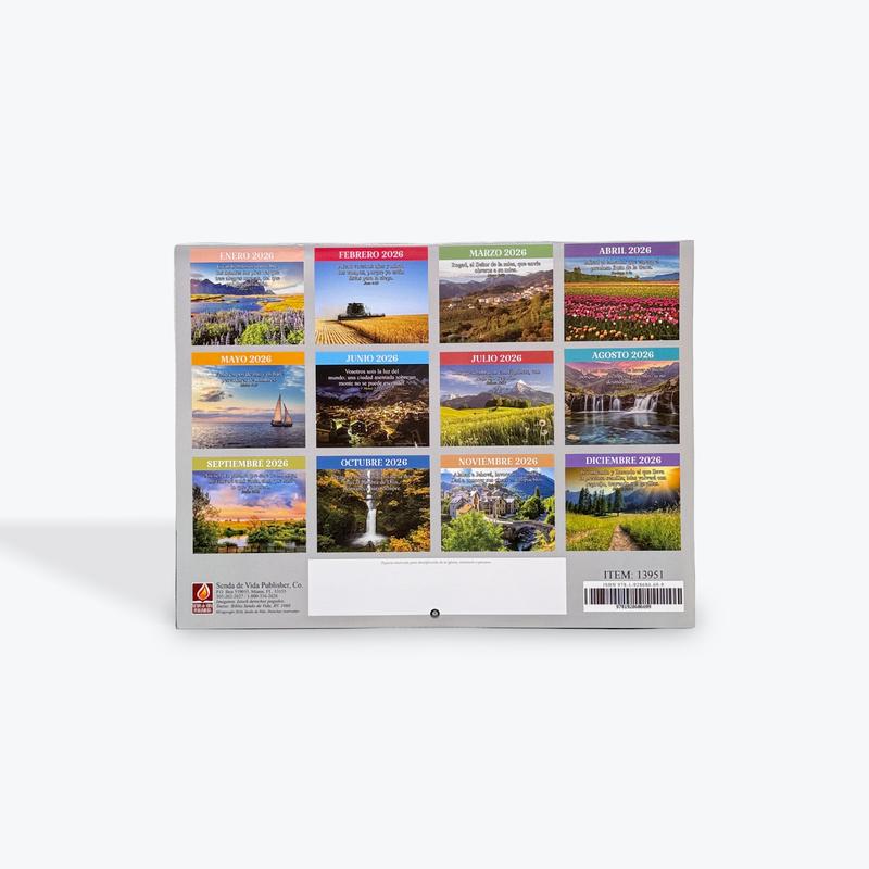 Calendario Bíblico 2026 en Español con Versículos Diarios y Fotografías Inspiradoras para Regalo Ideal