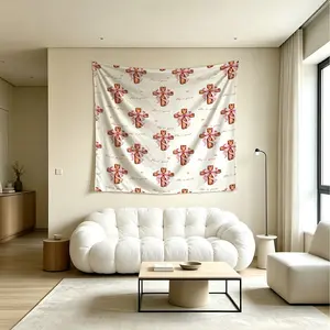 Bow Printed Tapestry, Sweet Style Wall Hanging, Soft Polyester Fabric, Machine Washable, Fade Resistant, Easy to Hang, All Season Universal, Suitable for Bedroom and Living Room Background Decoration, Ideal Gift for Family and Friends