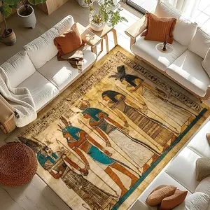 Egyptian Style Living Room Rug, Vintage Art Carpet, Home Decor, Wall Mural Pattern, Coffee Table Rug, Bedroom Bedside Rug