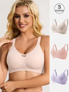 3-Pack High-Quality Seamless Jelly Women's Bras, Breathable, Comfortable, Skin-Friendly, Wireless with Padding and Hook Closure, Everyday Casual Light Luxury Sexy Lingerie, Supportive and Push-Up, Yoga Sports, Beautiful Back, Seamless Jelly Bras