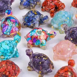 Resin Turtle Figurine with Crystal, Desktop Decoration Gift, Unique Animal Statue for Office & Home Decor, Creative Resin Sculpture, Ornaments, Resin Animal Sculptures