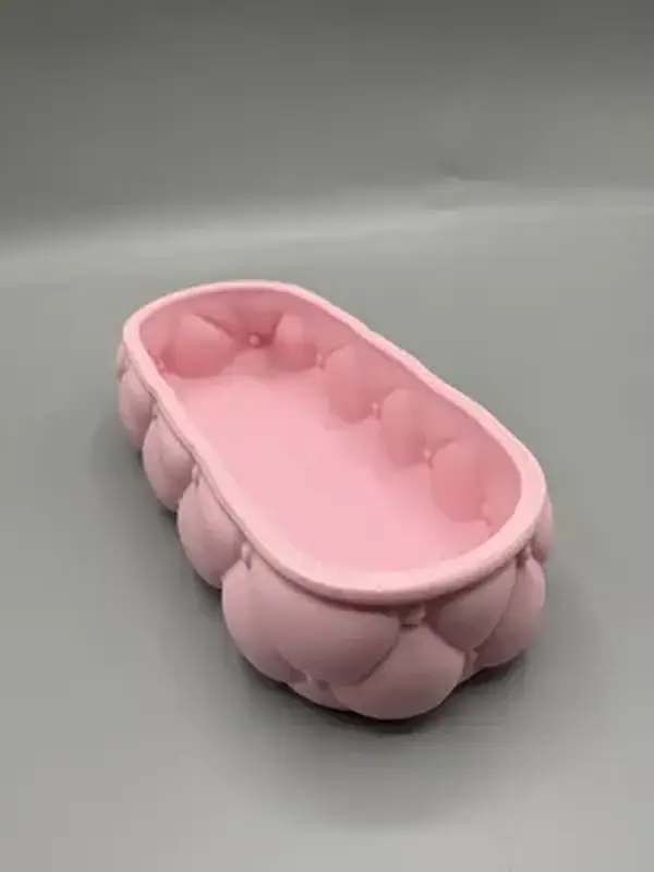 Pink Quilted/ Ribbed Jewelry Perfume Dish for Elegant Storage and Display