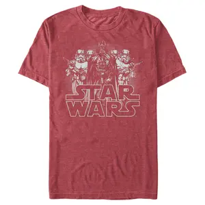 Men's Star Wars: A New Hope Darth Vader Stormtroopers Distressed Logo T-Shirt