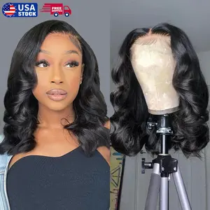 14" Brazilian Bob Wig - Natural Black Wave Lace Front Glueless Human Hair Wig for Effortless Style and Comfort