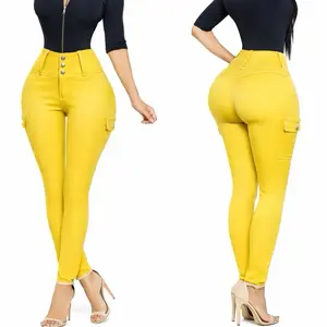 B71-45 Yellow colombian luxury Jeans.  the buttocks with a natural lookComfortable for all type of bodies