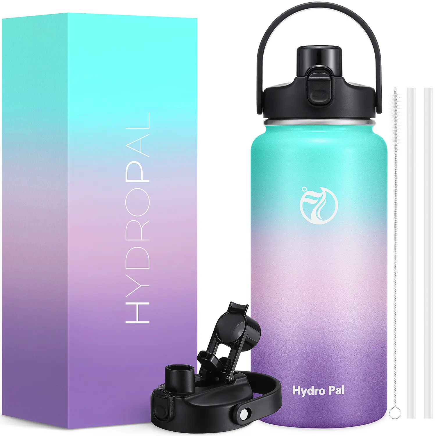 HydroPal 40oz Water Bottle with 2-in-1 Chug/Straw Lid, Half Gallon Insulated,  Double Walled Vacuum Stainless Steel Water Jug - TikTok Shop