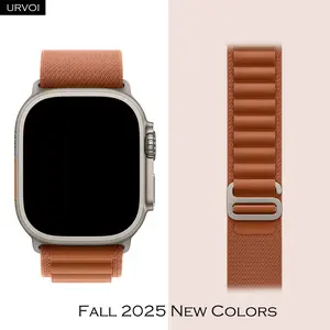 URVOI Alpine loop for Apple Watch Ultra 3 2 Strap series 11 10 9 87 SE Titanium colored G-hook closure band woven polyester for iWatch 49mm Wristband