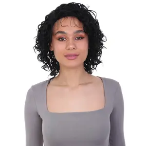 Lanelle Curly Jaw-Length Cut 11 in Long Side Part Wig, Heat Stylable Human Hair, Multiple Color