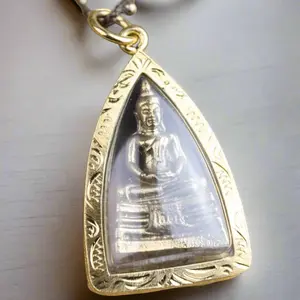 Encased Gold Buddha Meditation Amulet
