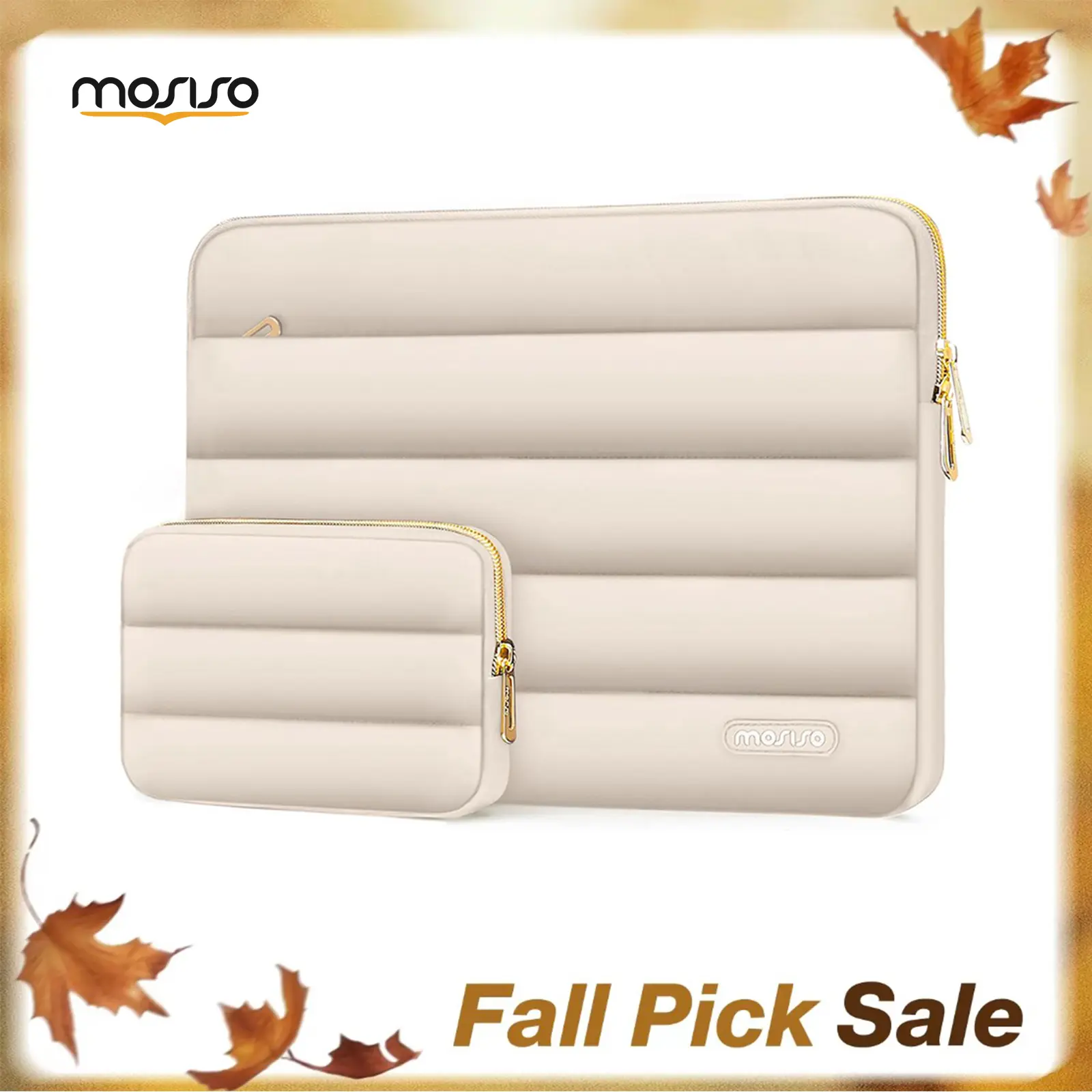 MOSISO Puffy Laptop Sleeve with Small Case, Soft Protective Bag for 13.3-17.3 inch Devices – Slim, Lightweight & Shockproof, Compatible with MacBook/HP/Dell/ASUS, Ideal for Work, Commute, Travel, School & Daily Use, Polyester