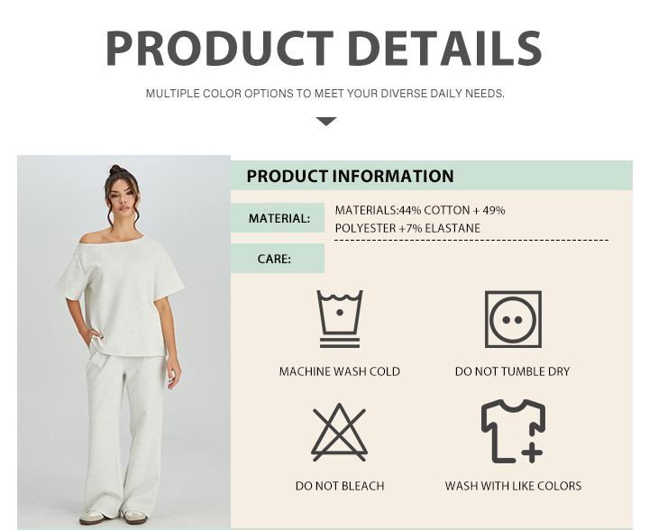 KatchMe Women's Leisure Solid Color Sloping Shoulder Short Sleeve Top & Drawstring Waist Wide Leg Trousers Co-ord, Minimalist Two Piece Outfits Womenswear Casual Wideleg