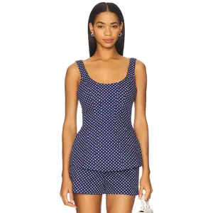 Amanda Uprichard x REVOLVE Empire Top in Navy Polkadot