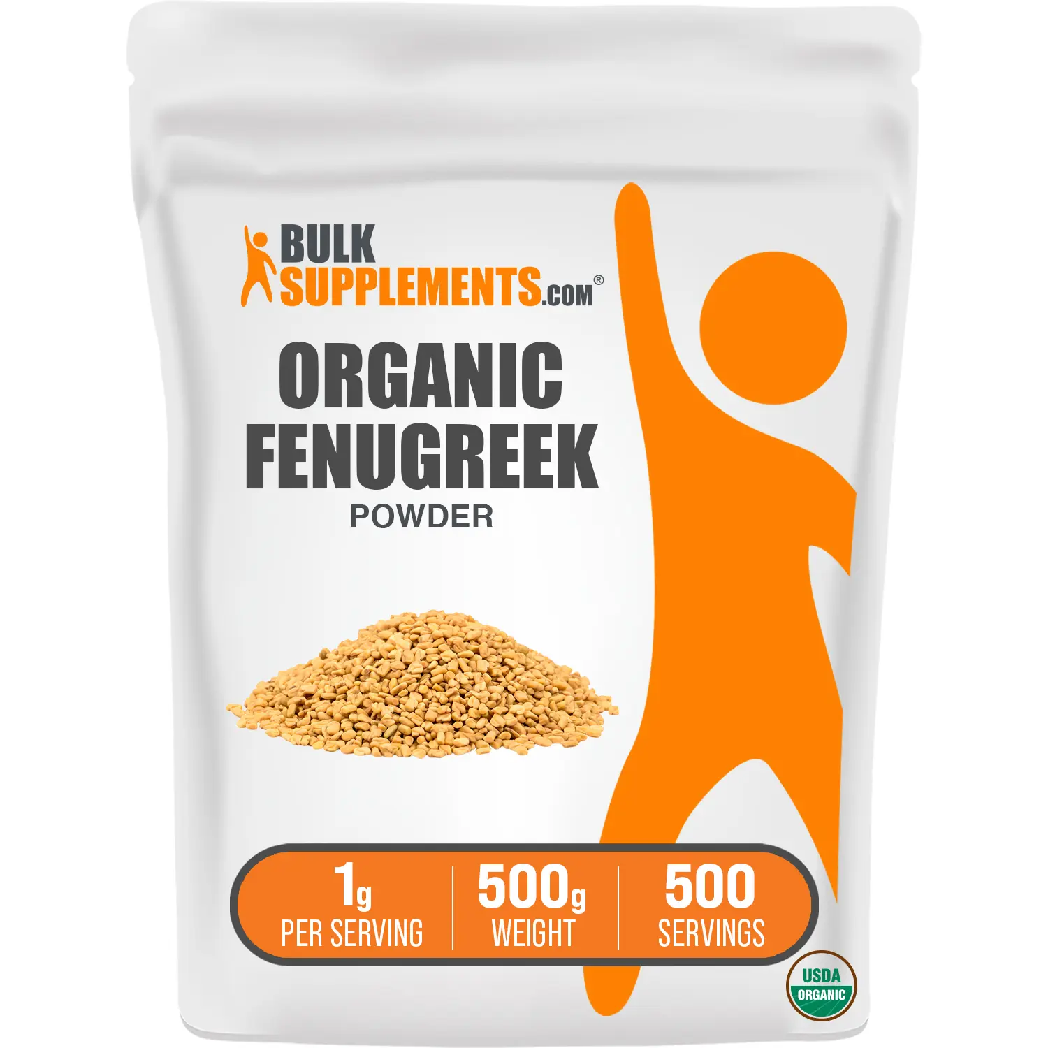 BulkSupplements - Organic Fenugreek Powder - Anti-Inflammatory - Healthy Skin - 500g - 1g per Serving