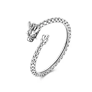 NARMO Dragon Ring – S925 Sterling Silver Adjustable Dragon Jewelry, Open-Style Chinese Zodiac Dragon Ring, Unique Animal Ring, a perfect gift for girls and women, with strong symbolic meaning.