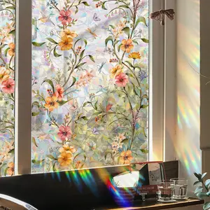 Stained Glass Window Film, Window Privacy Films, Rainbow Glass Decals Stickers for Home Anti aesthetic room decor Colorful Decorative