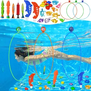 Summer Spring Gift 28PCS Pool Toys Diving Rings - Swim Thru Rings Pool Game Diving Toys with Dive Ring Underwater Treasures Torpedo Bandits Fish Toy Fun Water Swimming Toy for Boys Girls Kids Teens Adults