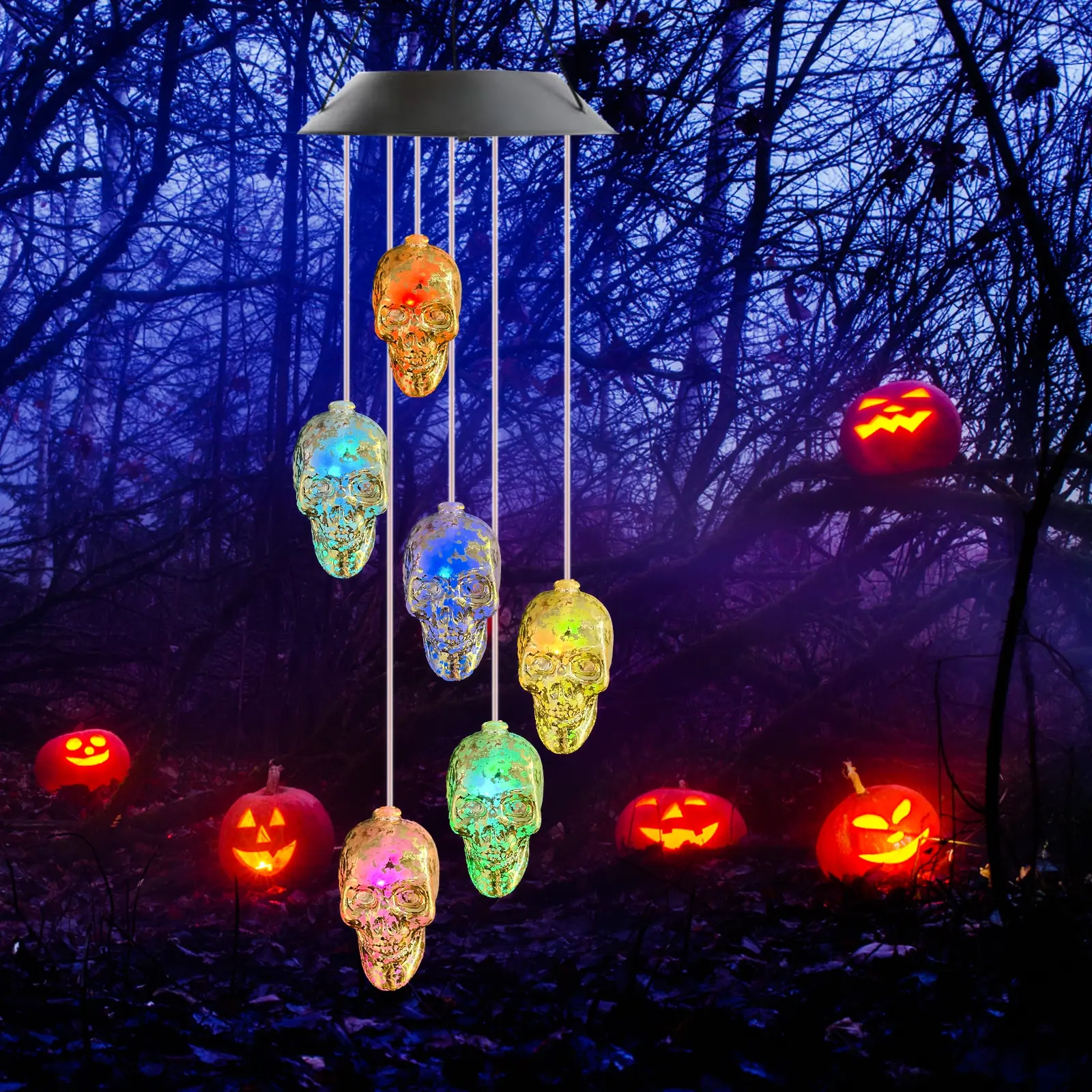 Solar Powered LED Wind Chime Light, Color Changing Outdoor Decoration Gift for Grandma & Mom, Perfect for Theme Parties & Birthdays, Halloween, Solar Wind Chimes