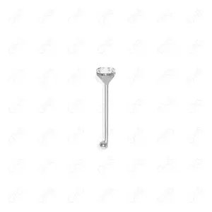GNS - SILVER STRAIGHT NOSE RING BALL TIP STONE 1PC (N003S)