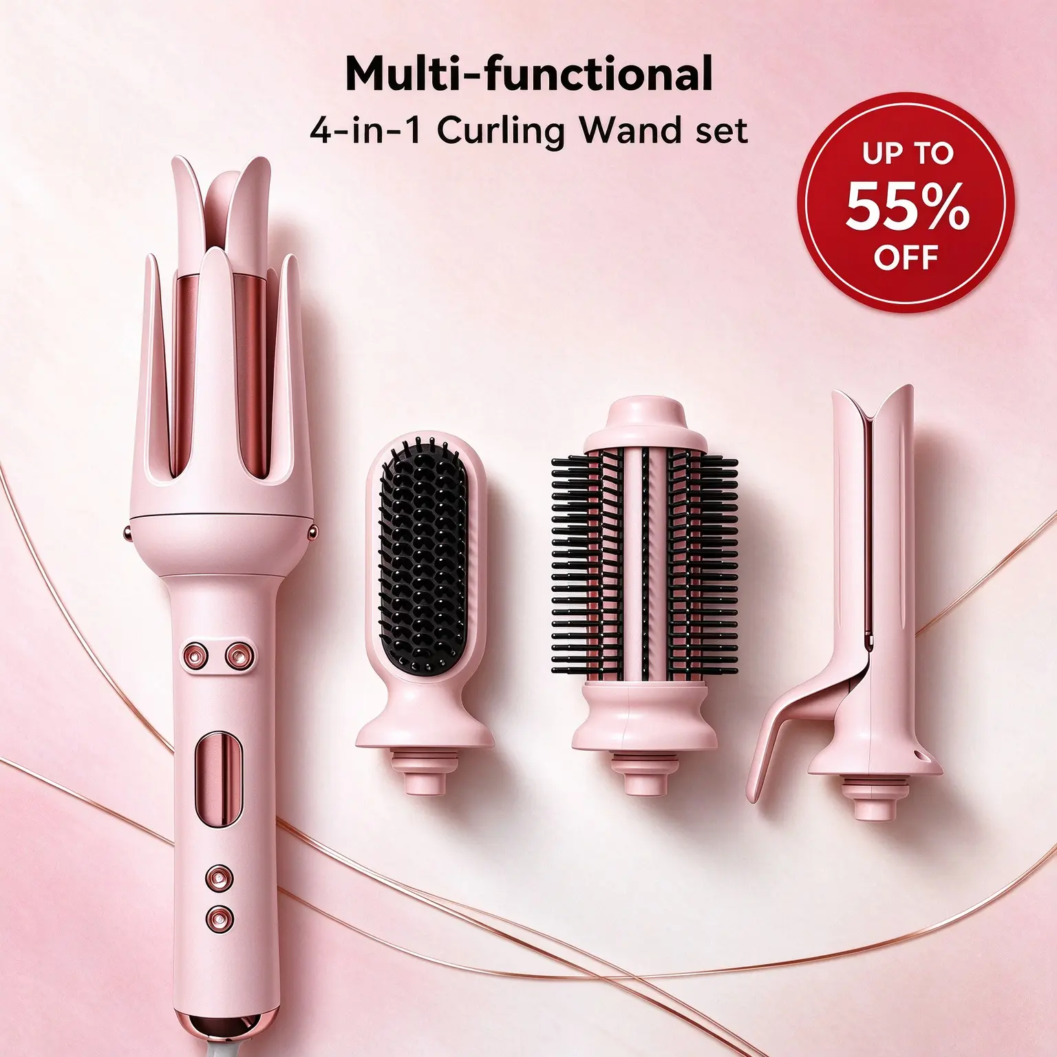 Wavlora Auto Hair Curler - 4-in-1 Multi-Functional Hair Styling Set for Beginners - Easy to Use & Beginner Friendly - Perfect for Traditional Tools Replacement
