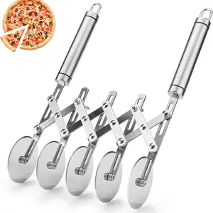 5 Wheel Pastry Cutter Stainless Steel Pizza Slicer, Multi-Circular Dough Knife, Roller Cookie Cutter, Handle Separation Tool