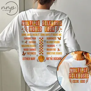Multiple Sclerosis World Tour T-Shirt, Multiple Sclerosis Awareness Shirt, MS Support Shirt, Orange Ribbon MS Warrior Hoodie J