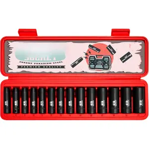 14 count 3/8-Inch Drive Deep Impact Socket Set, 7mm to 21mm, CR-V, Metric, 6-Point, 14 count 3/8" Dr. Socket