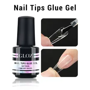 GLOZ Nail Glue 8ml, Brush On Nail Glue for Press On Nails, Nail Tips & Acrylic Nails, Extra Strong Adhesive, Long Lasting Nail Bond Glue, Professional Quick Dry Nail Glue for False Nails, Nail Gel