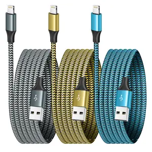 【MFi Certified】i Phone Charger 3 Pack USB Lightning Cable  Fast Charging Nylon Braided for iPhone Charger Cord Compatible with  super durable cord Smartphone Cellphone charger Electronic charger Colorful Protection