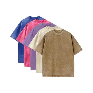 Men's Vintage Heavyweight Moderate-Sized Loose Fit Pure Cotton Sport Acid Wash Loose T-Shirt