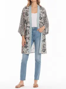 Floral Print Kimono Cardigan – Lightweight Open Front Cover-Up
