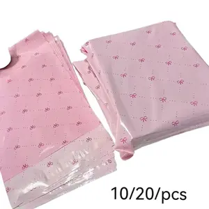 Bow Waterproof Shipping Bag with Self-Adhesive Label, Durable Plastic Mailer, Perfect for Clothing and Gift Packaging, 10/20 Pieces Per Pack