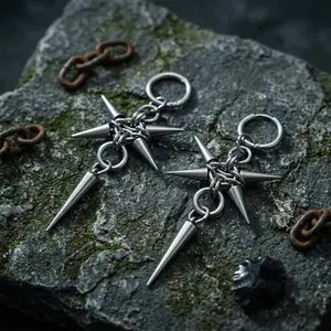 GTHIC Punk Spiked Stainless Steel Hip Hop Earrings Cool Edgy Accessories for Men & Women Daily Hip Hop Fashion Streetwear & Concert Styling